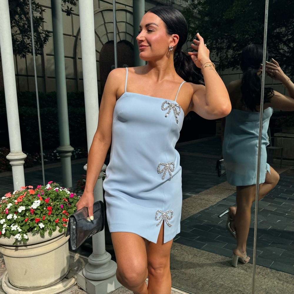 Sachin & Babi Square-Neck Sleeveless Bow Mini Dress